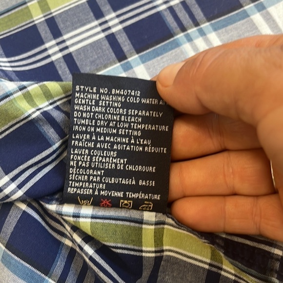 Men’s Bluenotes Green and Blue Plaid Collared Button Down Shirt.  Size Medium - Picture 12 of 12